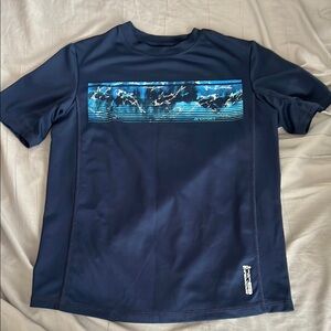 ZeroXposur Blue Rashguard Swim Top with Vibrant Aquatic Design